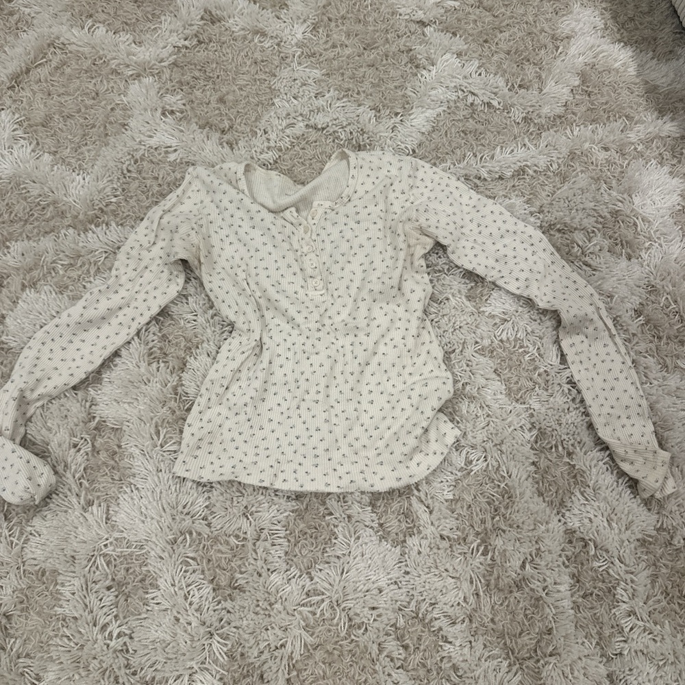 Brandy Melville Cream Floral Long Sleeve Top